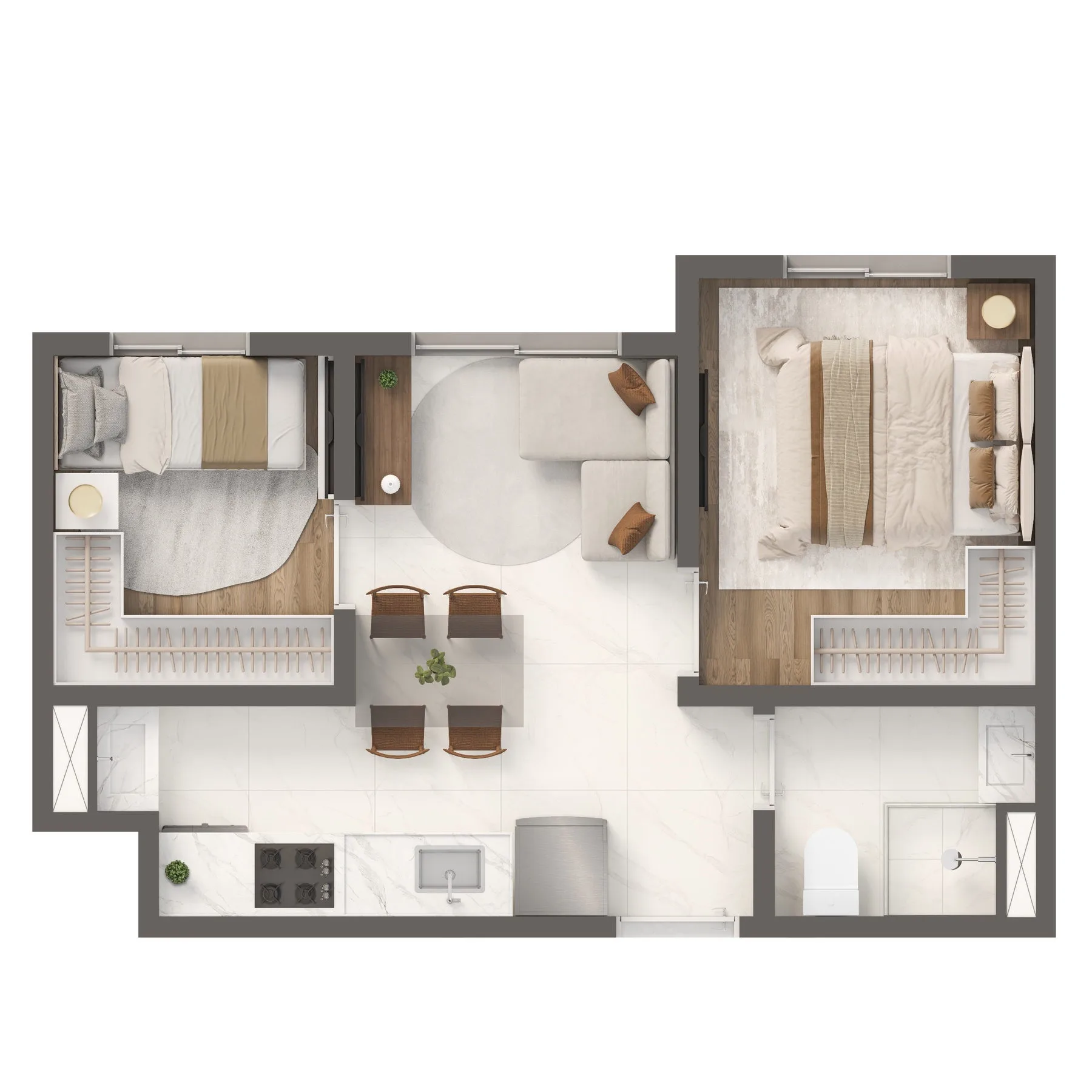 Planta do Grand Vivaz Estação Tamanduateí 4 em Ipiranga — 2 dormitórios, 31,70 m²