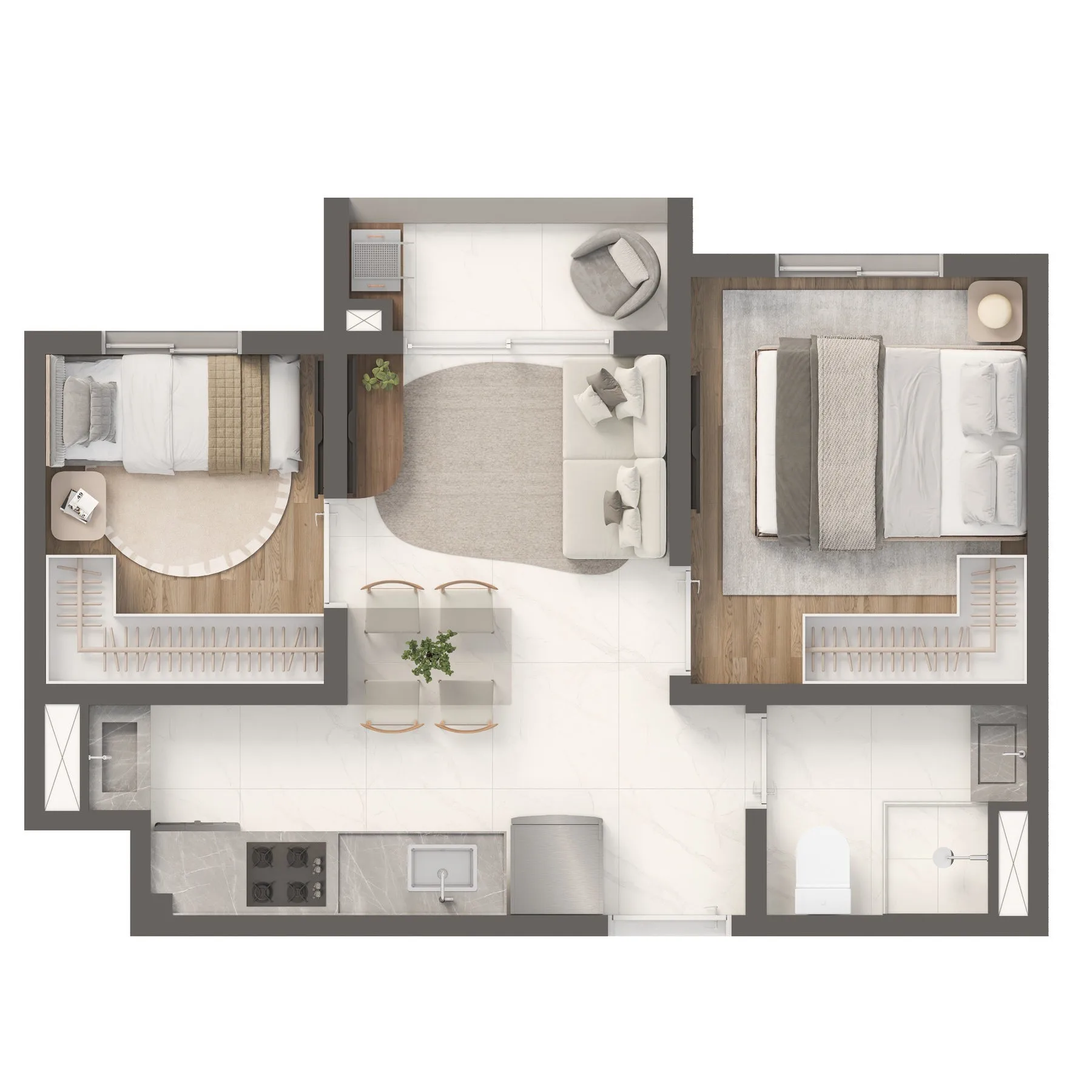 Planta do Grand Vivaz Estação Tamanduateí 4 em Ipiranga — 2 dormitórios, 33,57 m²