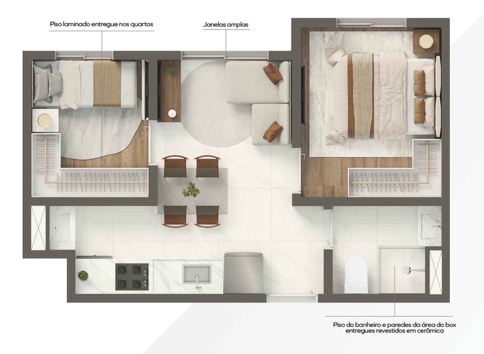 Planta do Grand Vivaz Jardim França Paris em Tucuruvi — 2 dormitórios, 31,43 m²