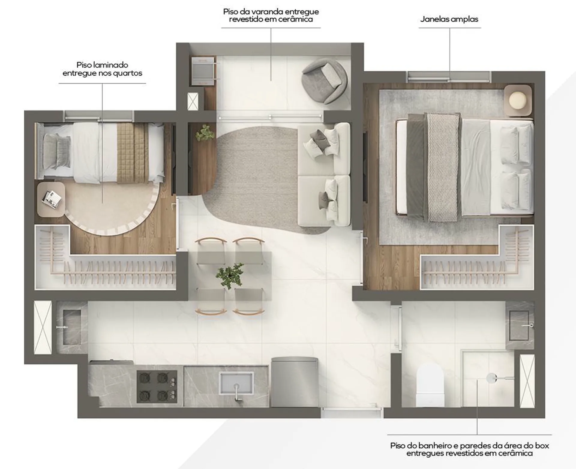 Planta do Grand Vivaz Jardim França Paris em Tucuruvi — 2 dormitórios, 33,79 m²