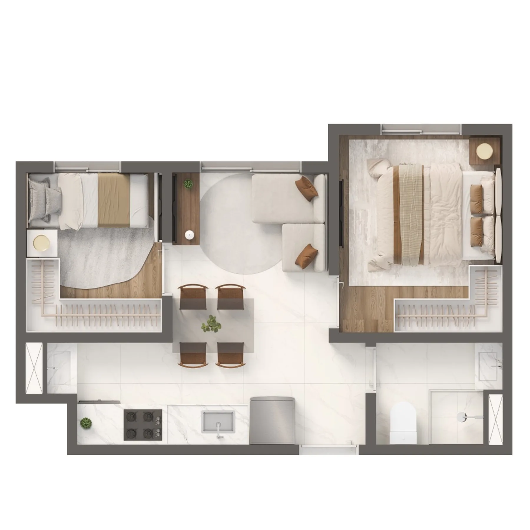 Planta do Grand Vivaz Jardim França Versalhes em Mandaqui — 2 dormitórios, 31,77 m²