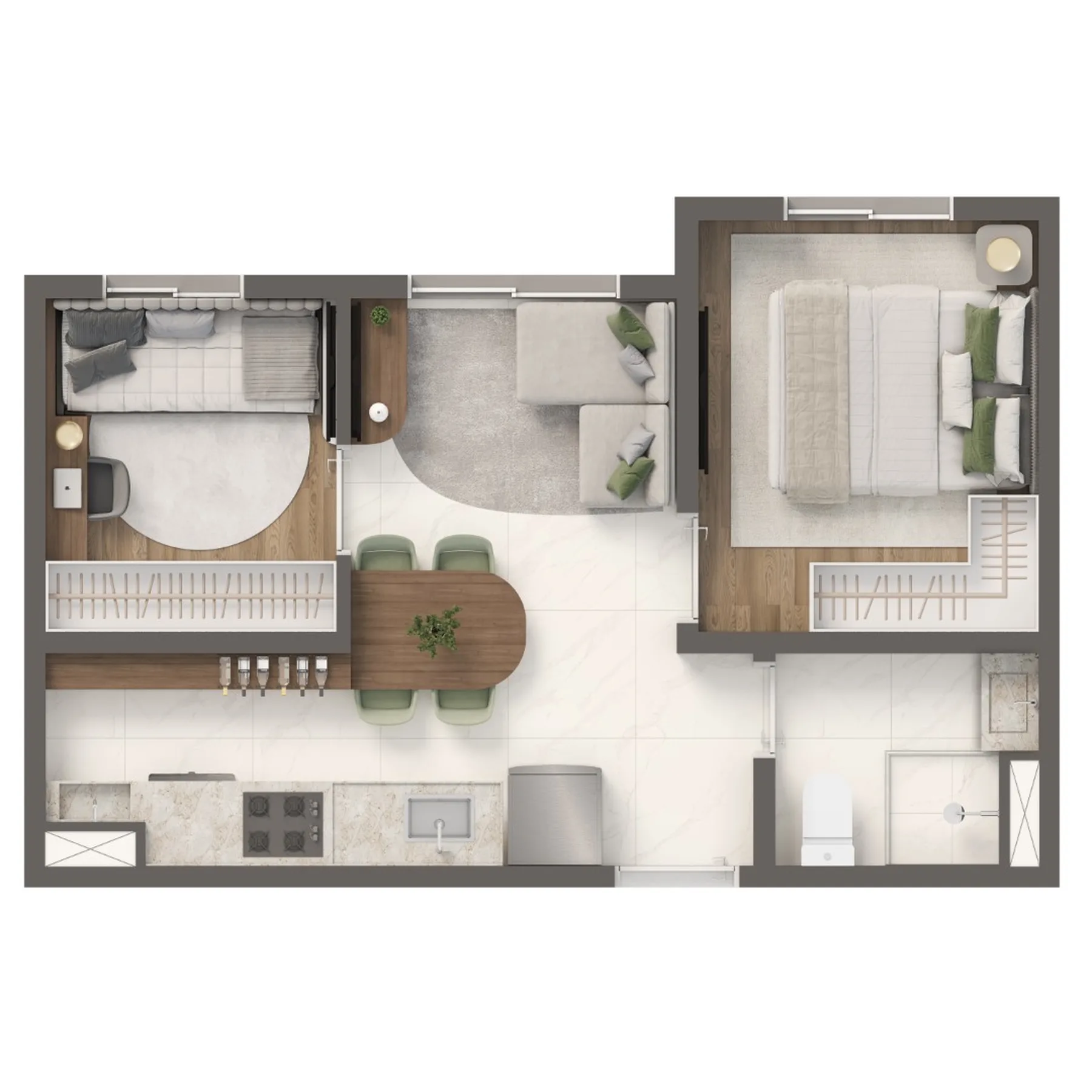 Planta do Grand Vivaz Jardim França Versalhes em Mandaqui — 2 dormitórios, 32,25 m²