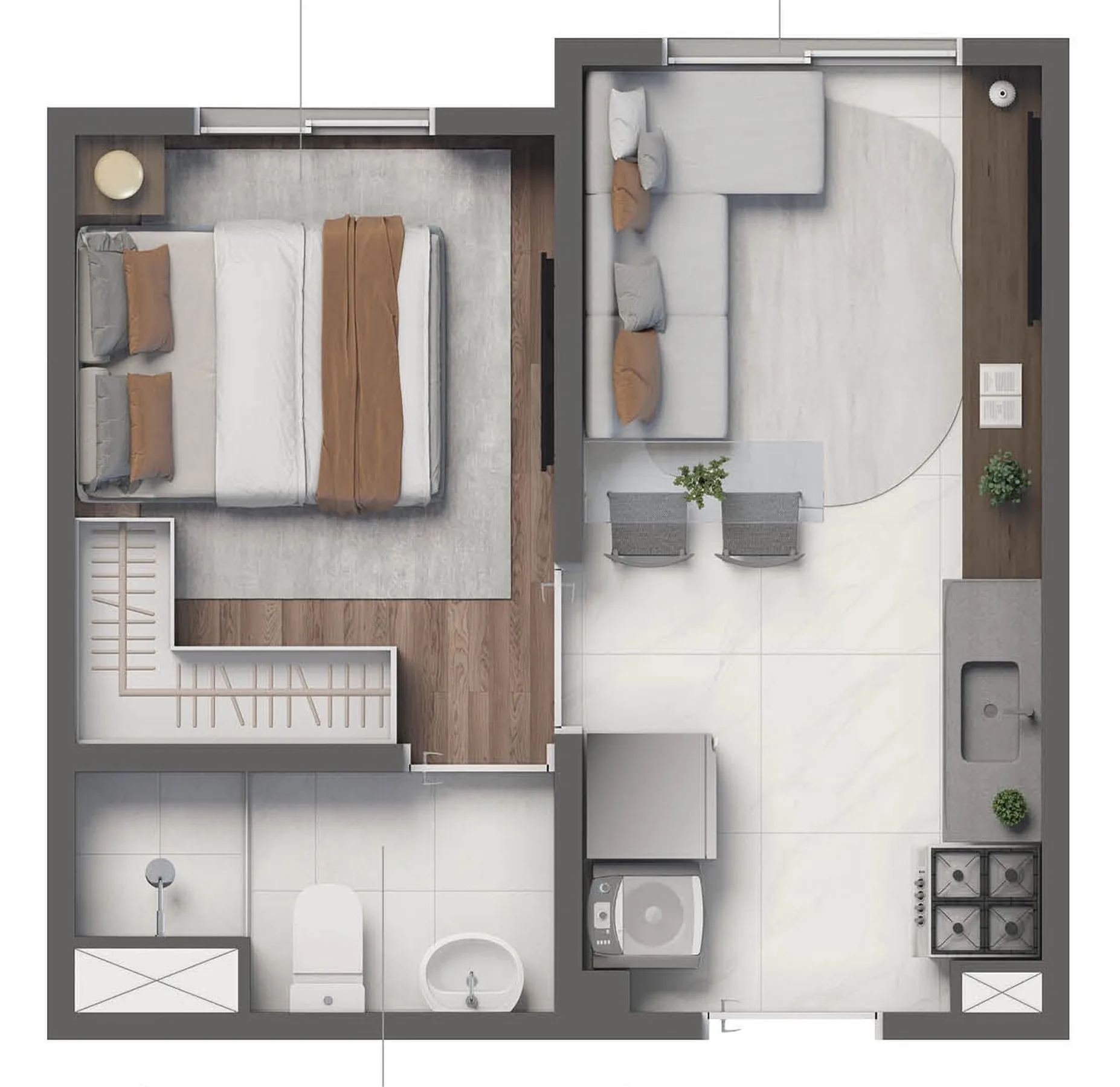 Planta do Grand Vivaz Lapa 2 — 1 dormitório – 24,3 m²