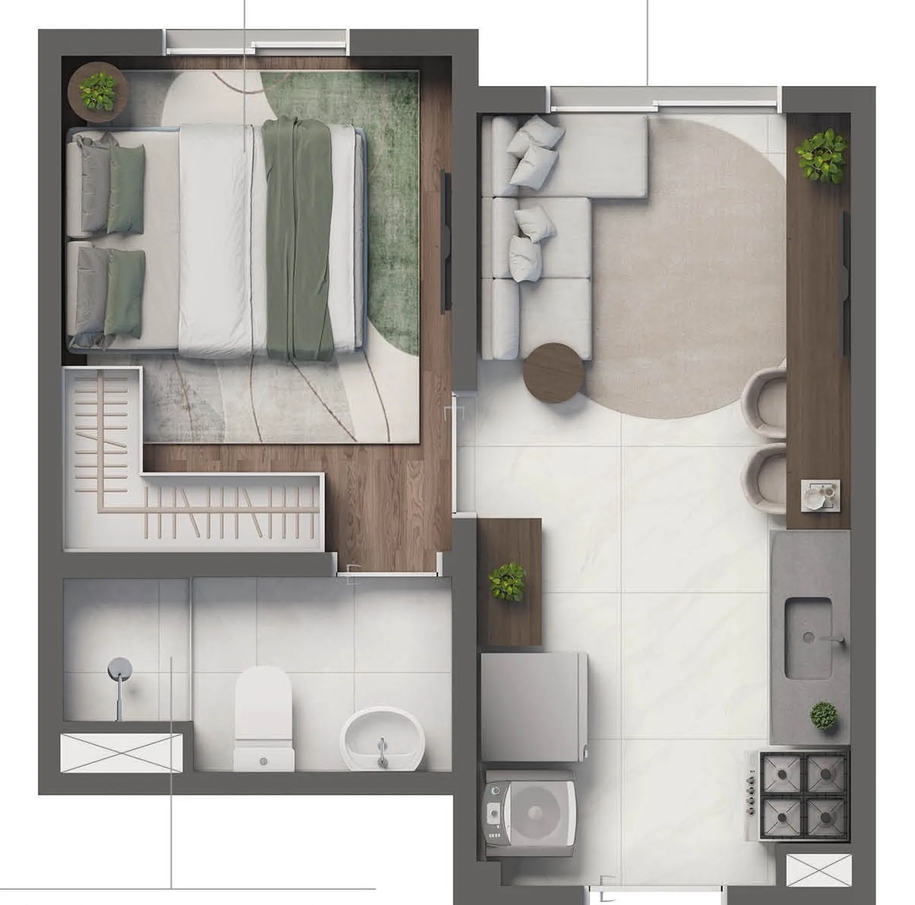 Planta do Grand Vivaz Lapa 2 — 1 dormitório – 24,39 m²