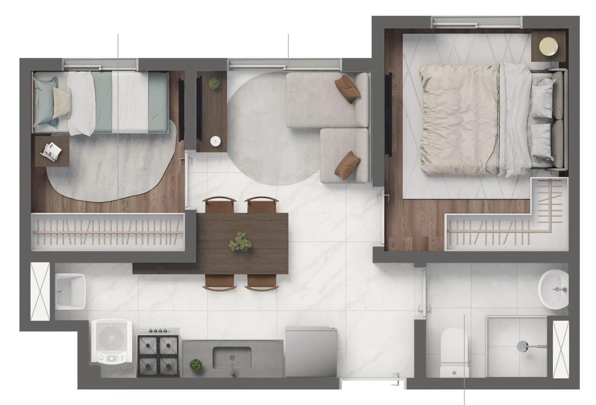 Planta do Grand Vivaz Lapa 2 — 2 dormitórios – 31,34 m²