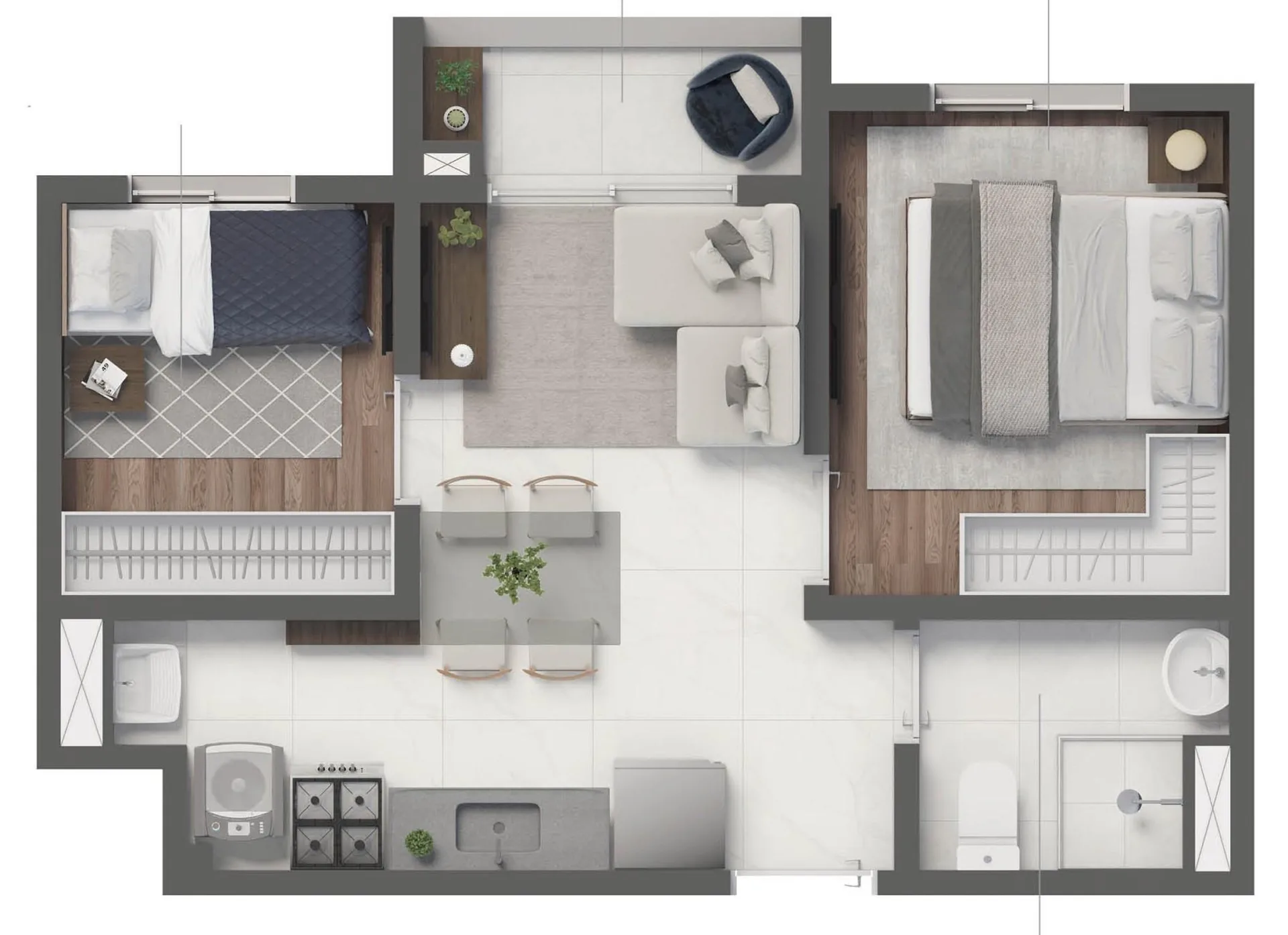 Planta do Grand Vivaz Lapa 2 — 2 dormitórios – 33,5 m²
