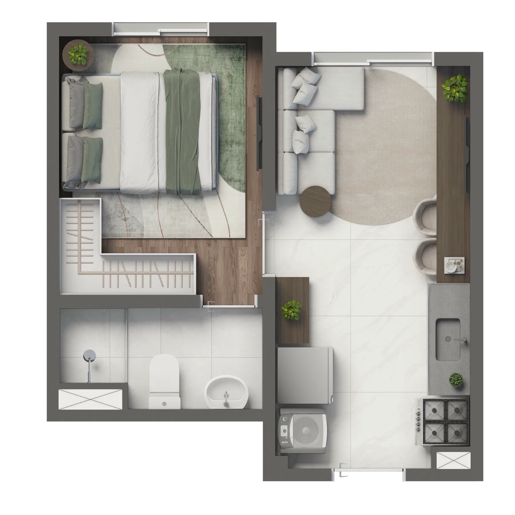 Planta do Grand Vivaz Lapa em Lapa — 1 dormitório – 24,39 m²