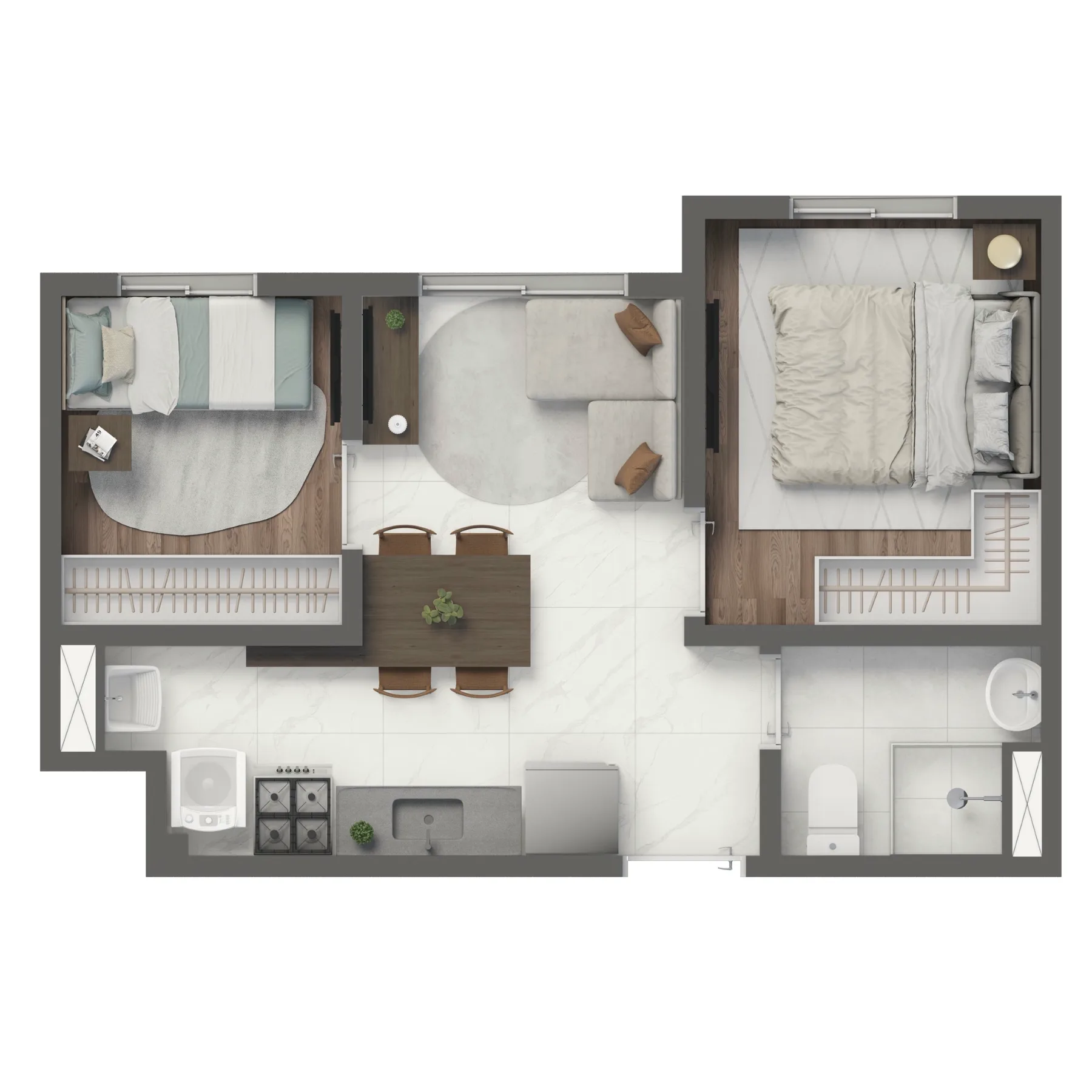 Planta do Grand Vivaz Lapa em Lapa — 2 dormitórios – 31,34 m²