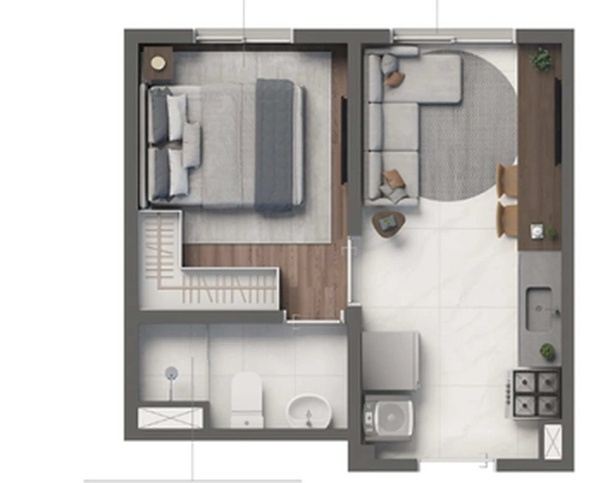 Planta do Grand Vivaz Penha 2 em Belenzinho — 1 dormitório, 24,49 m²