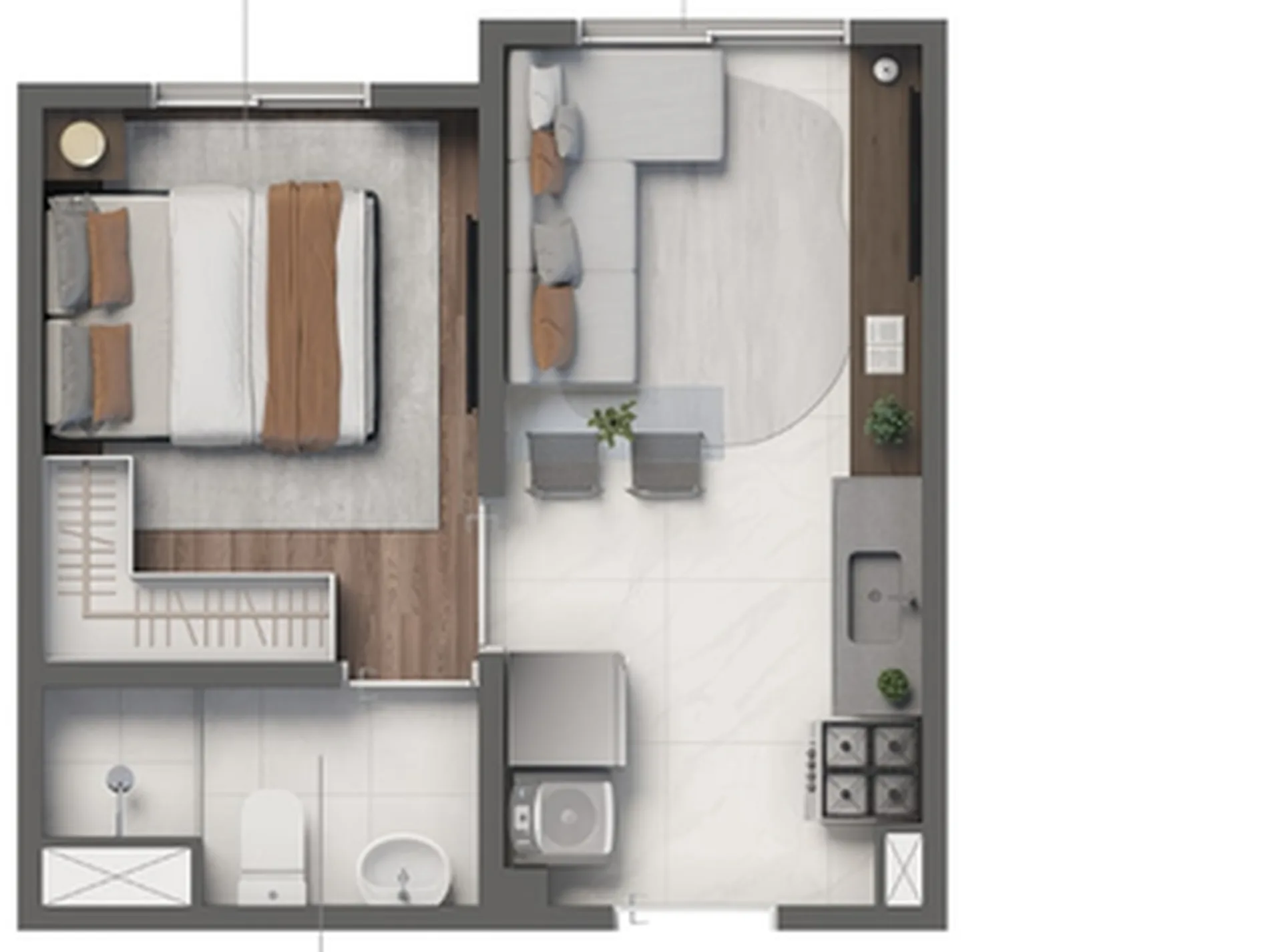 Planta do Grand Vivaz Penha 2 em Belenzinho — 1 dormitório, 24,50 m²