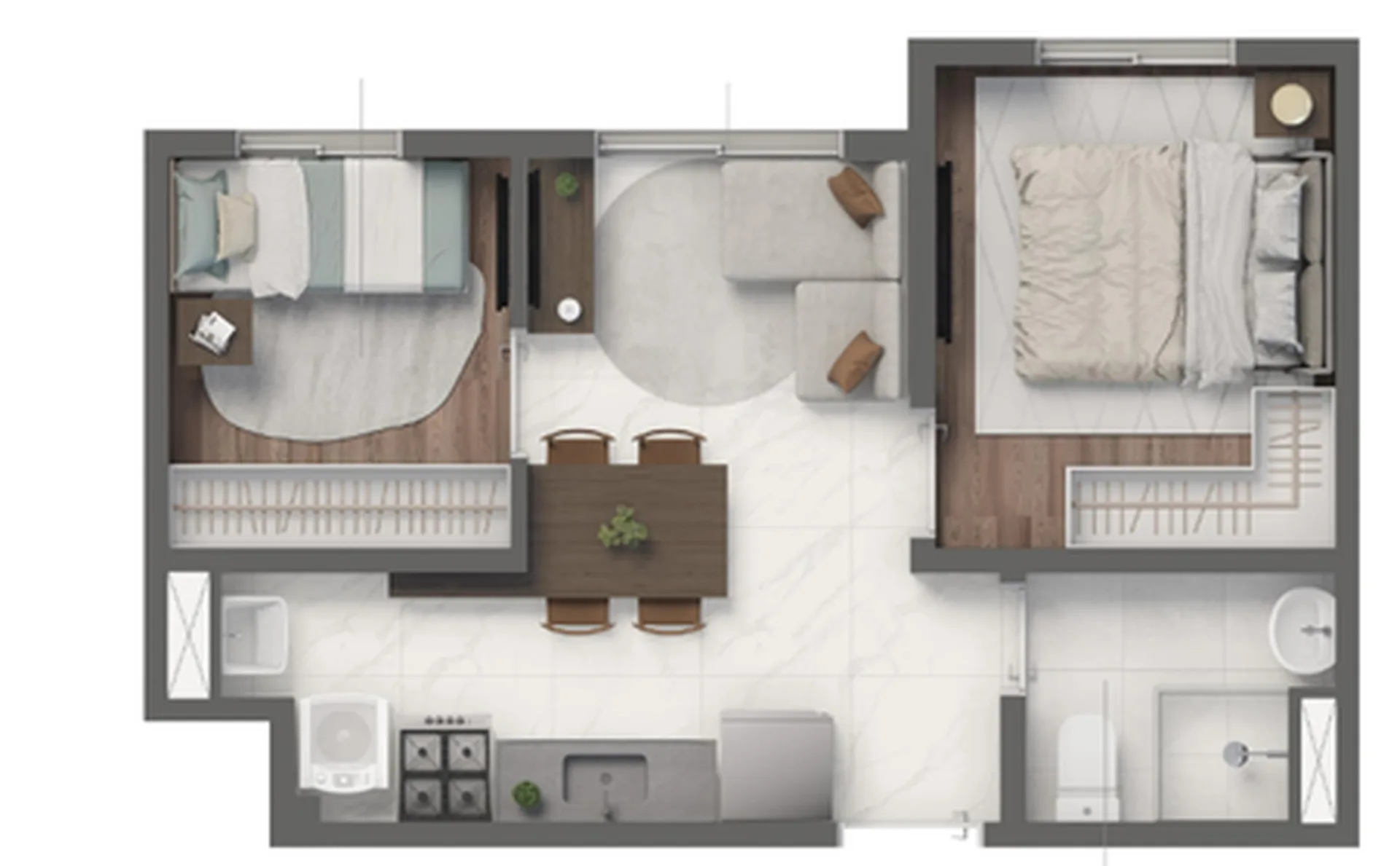 Planta do Grand Vivaz Penha 2 em Belenzinho — 2 dormitórios, 31,40 m²