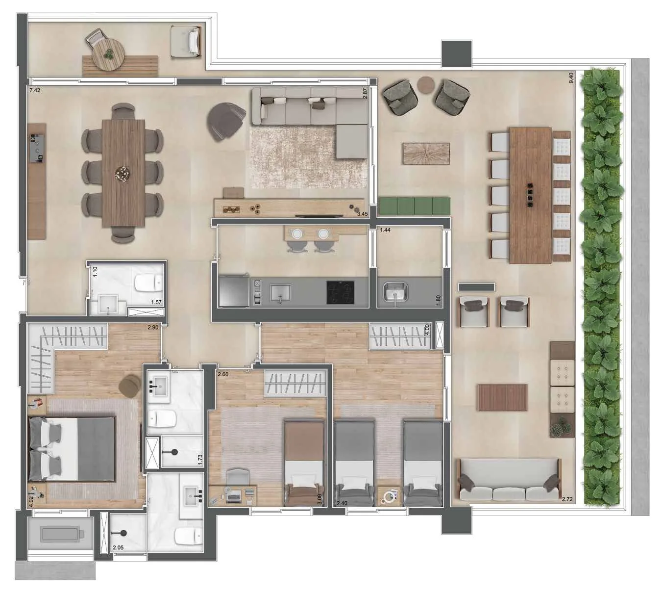 Planta do Greenview Brooklin em Brooklin — 3 dormitórios, 141 m²