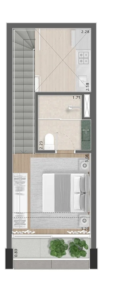 Planta do Haddock 167 em Cerqueira César — 1 dormitório, 53 m²