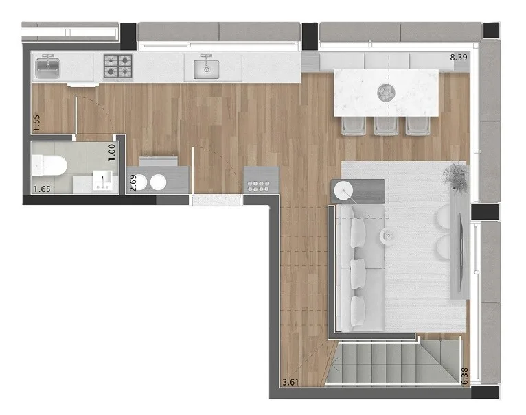 Planta do Haddock 167 em Cerqueira César — 1 dormitório, 60 m²
