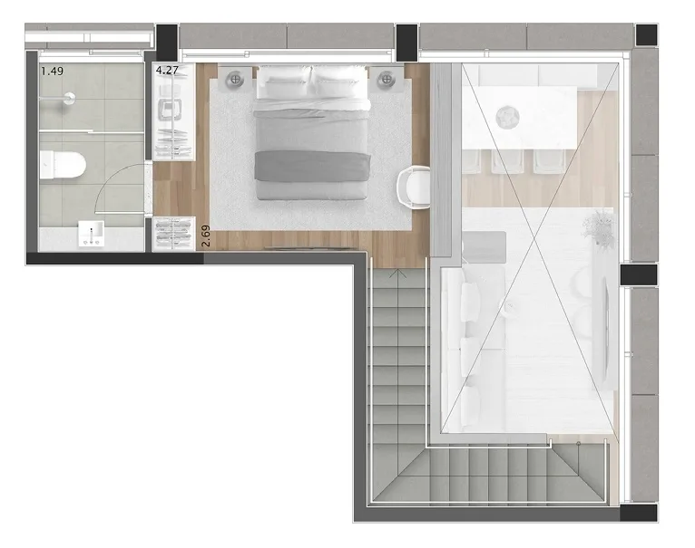 Planta do Haddock 167 em Cerqueira César — 1 dormitório, 60 m²