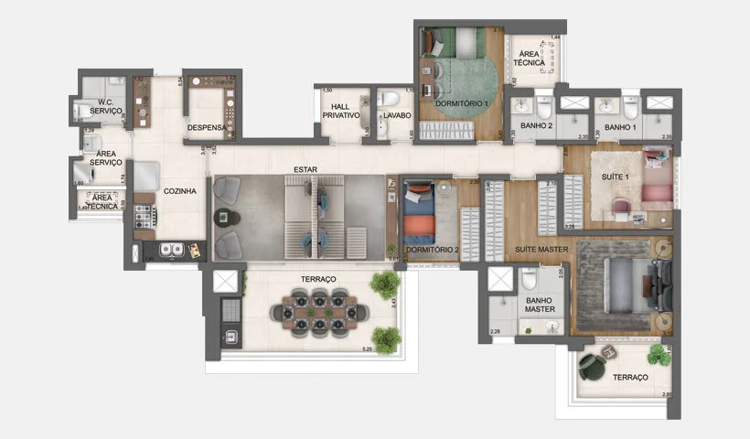 Planta do Haute Brooklin by EZ em Brooklin — 4 dormitórios, 138 m²
