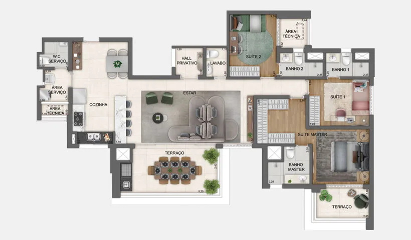 Planta do Haute Brooklin by EZ em Brooklin — 3 dormitórios, 138 m² (opção)