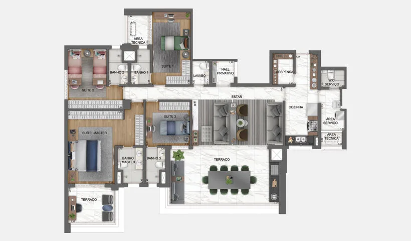 Planta do Haute Brooklin by EZ em Brooklin — 4 dormitórios, 185 m²
