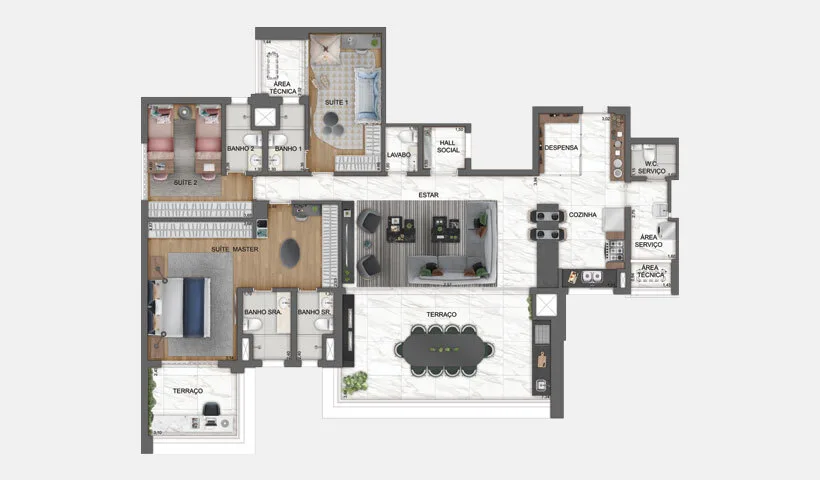 Planta do Haute Brooklin by EZ em Brooklin — 3 dormitórios, 185 m² (opção)