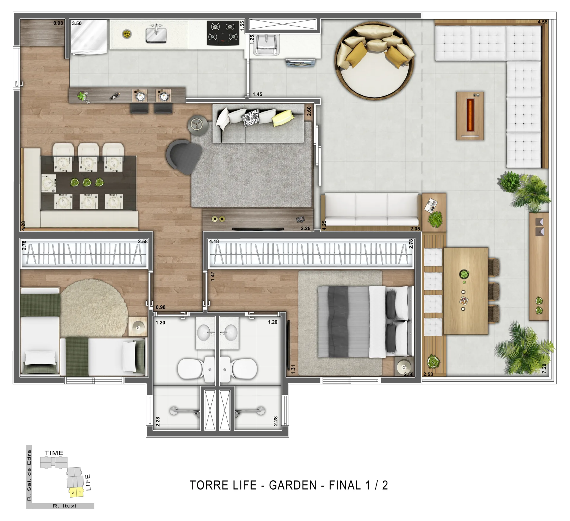 Planta do Heaven Design em Saúde — 2 dormitórios, 86 m²