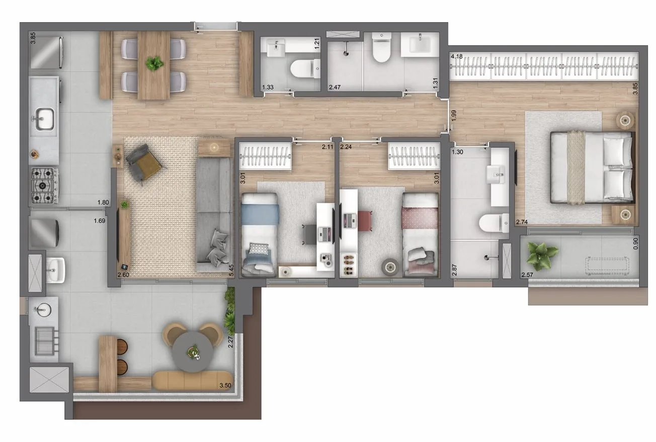 Planta do Helbor Patteo Vila Mariana em Vila Mariana — 93 m²