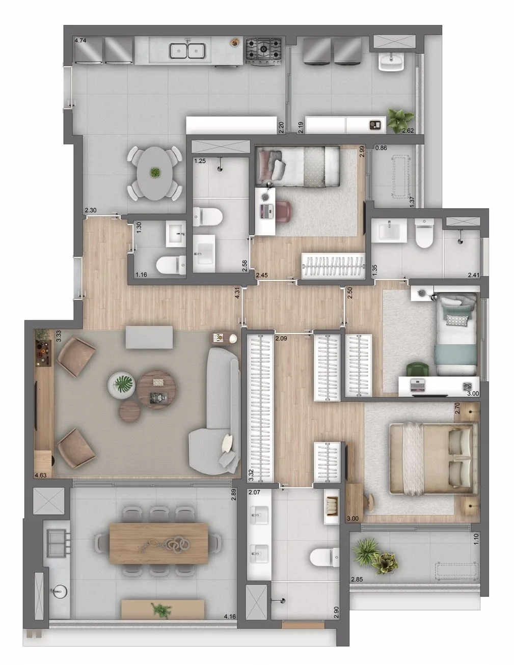 Planta do Helbor Patteo Vila Mariana em Vila Mariana — 125 m²