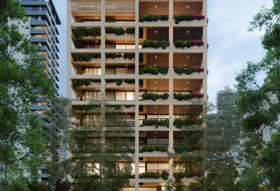 Fachada do Hélio 454, lançamento em Vila Nova Conceição, São Paulo
