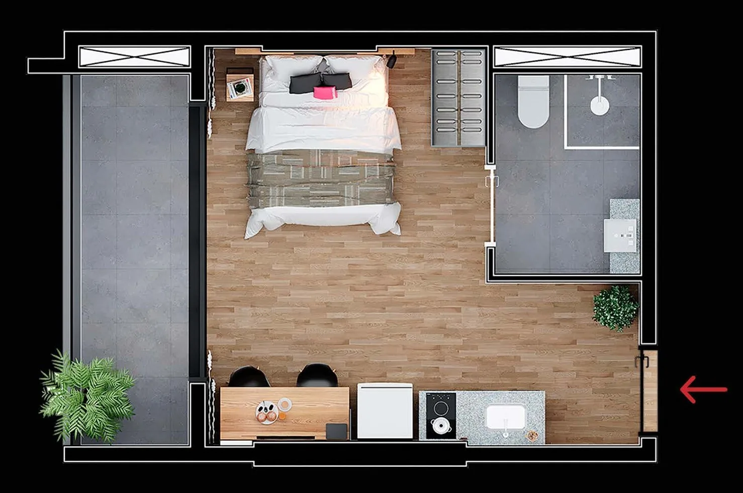 Planta do Housi Brooklin em Brooklin — 1 dormitório – 29 m² Studio