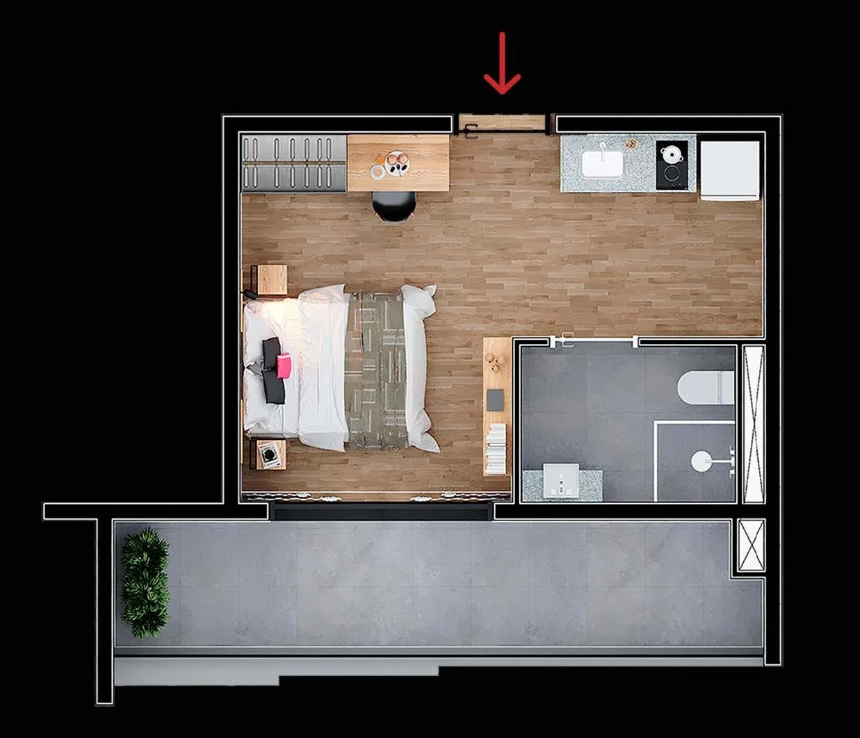 Planta do Housi Brooklin em Brooklin — 1 dormitório – 30 m² Studio