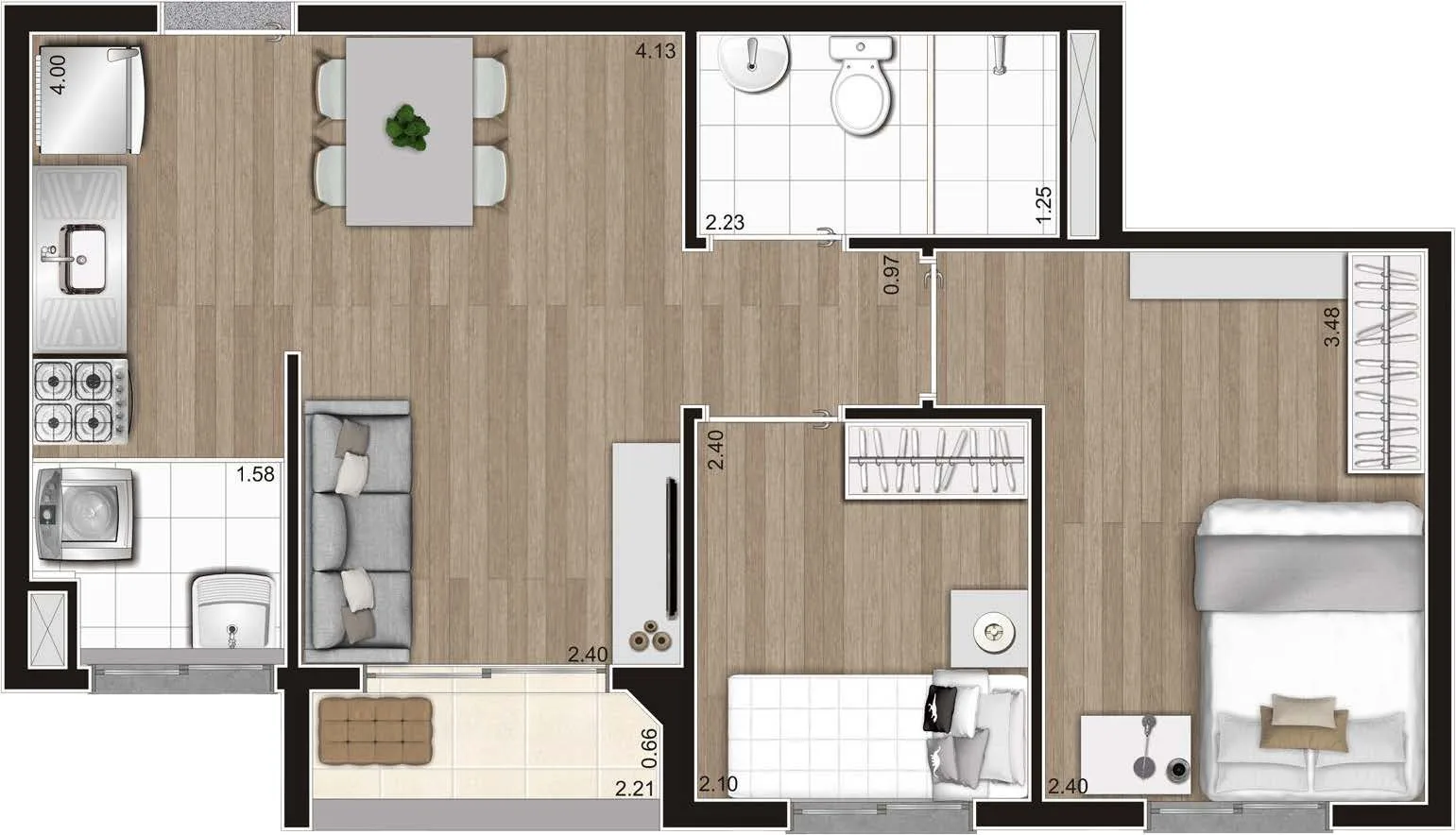 Planta do Hype Style em Vila Leopoldina — 2 dormitórios – 43 m²
