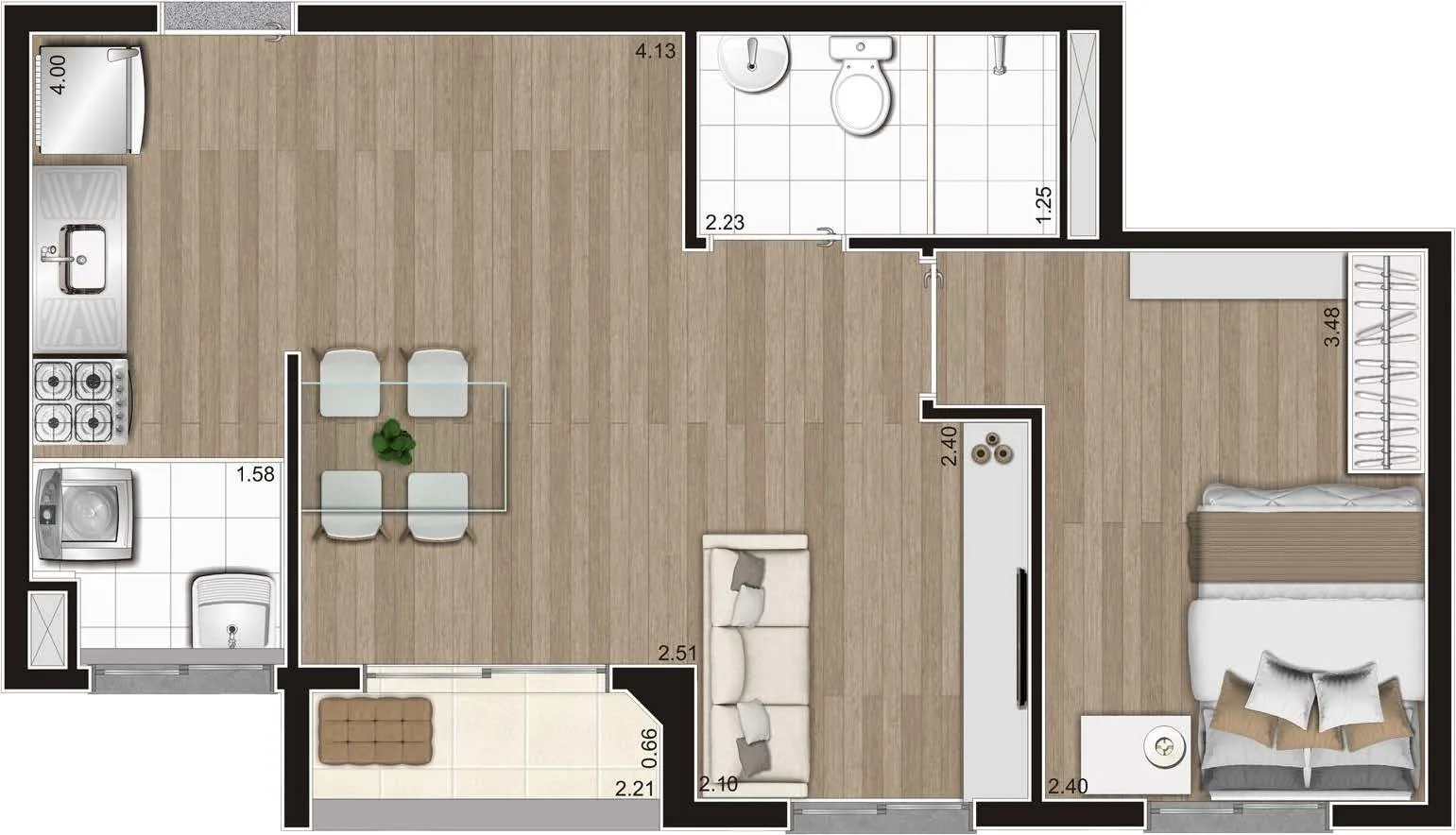 Planta do Hype Style em Vila Leopoldina — 1 dormitório – 43 m²