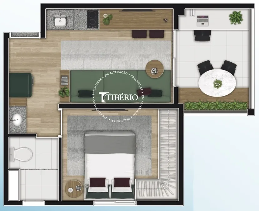 Planta do Hype Vila Mariana em Vila Mariana — 1 dormitório, 33,64 m²