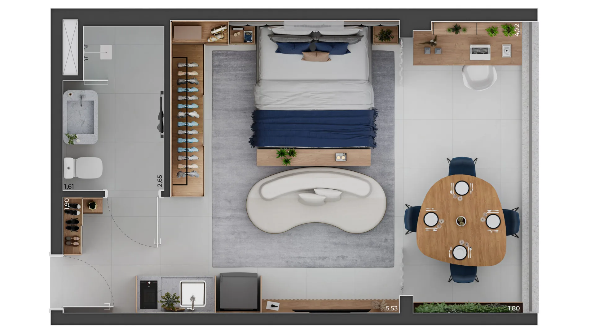 Planta do Icon João Moura em Pinheiros — 1 dormitório – 40 m² Studio
