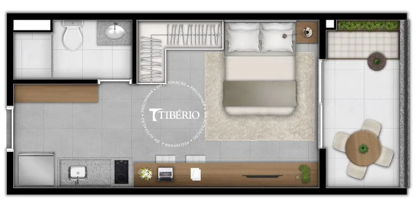 Planta do Infini Vila Mariana em Vila Mariana — studio de 28 m²