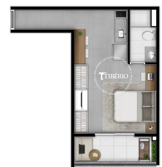 Planta do Infini Vila Mariana em Vila Mariana — studio de 31 m²