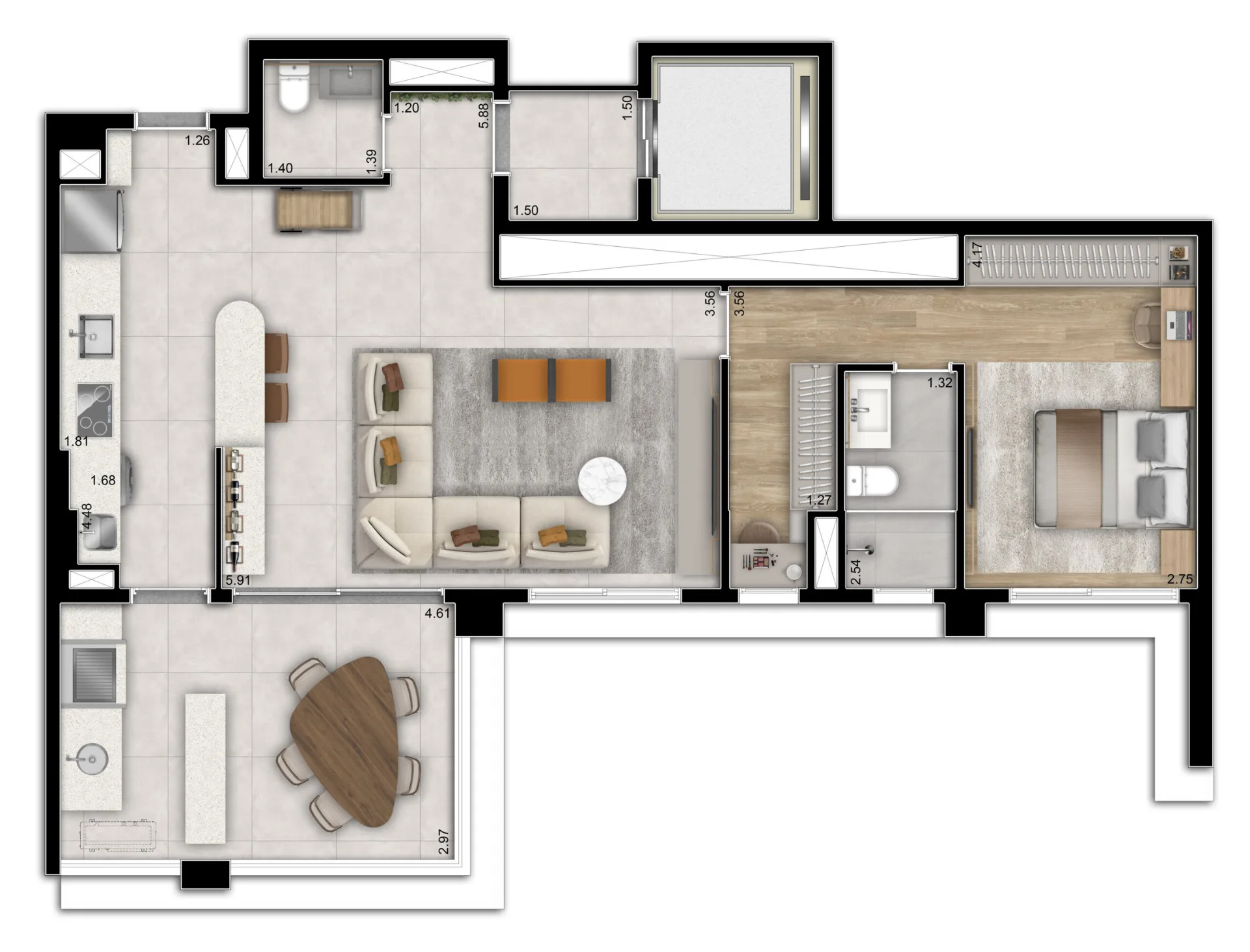 Planta do Infinity Brooklin em Brooklin — 88 m² opcao
