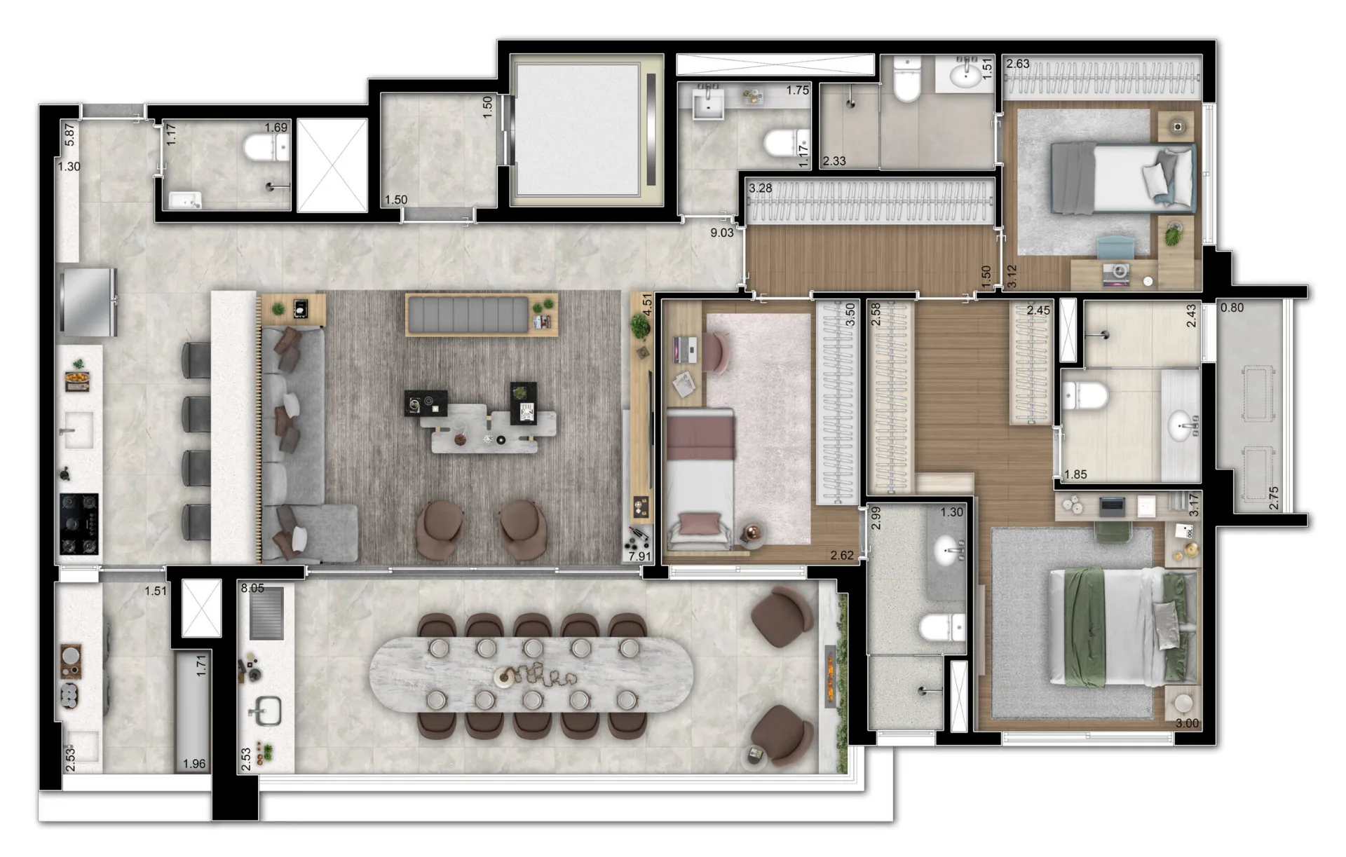 Planta do Infinity Brooklin em Brooklin — 143 m²