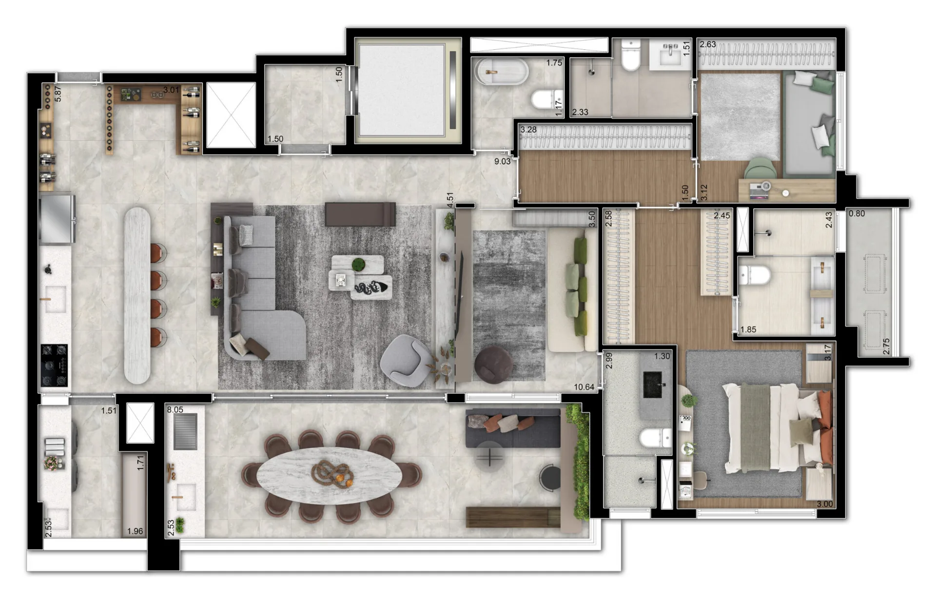 Planta do Infinity Brooklin em Brooklin — 143 m² opcao