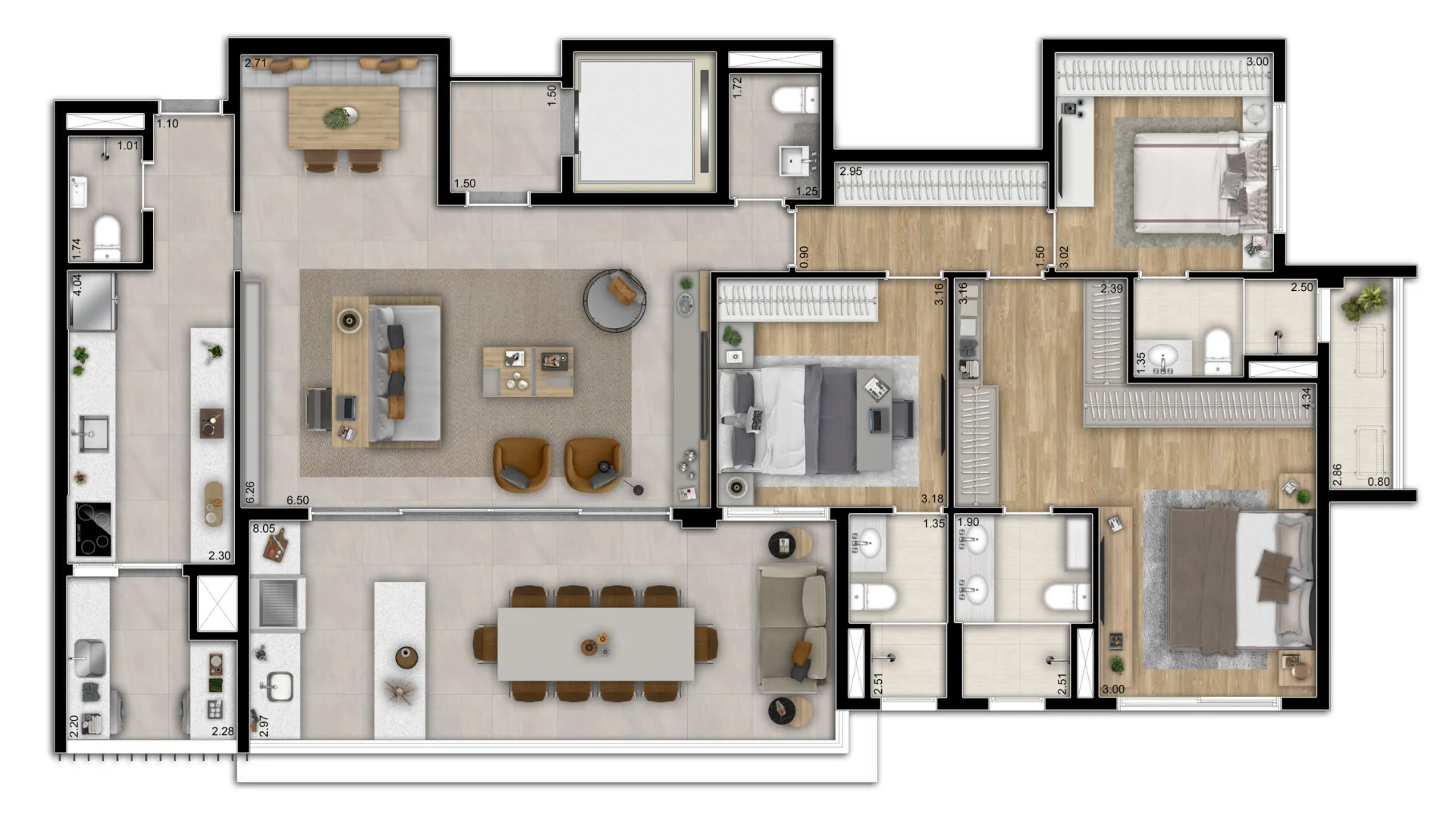 Planta do Infinity Brooklin em Brooklin — 160 m²