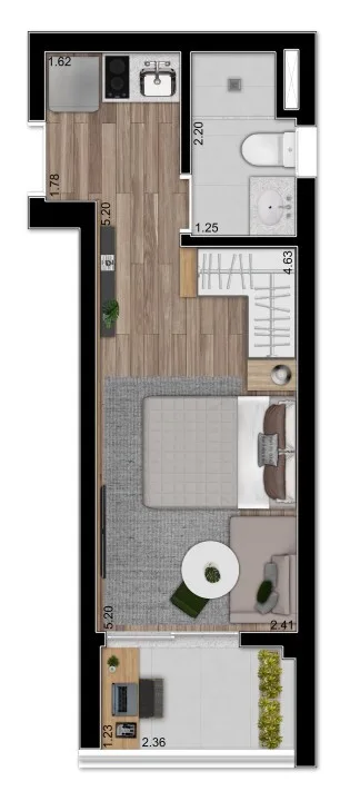 Planta do Itá Conceição em Conceição — studio de 25,52 m²