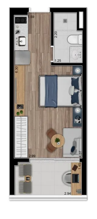 Planta do Itá Conceição em Conceição — studio de 27 m²