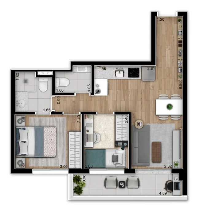 Planta do Itá Conceição em Conceição — 2 dormitórios, 48 m²