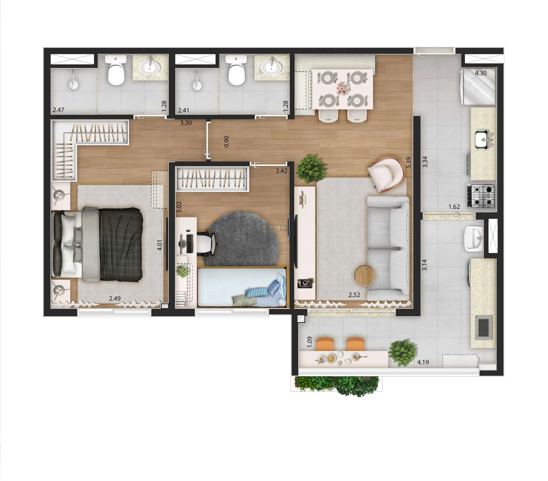 Planta do ix. Santana em Santana — 2 dormitórios, 60 m²
