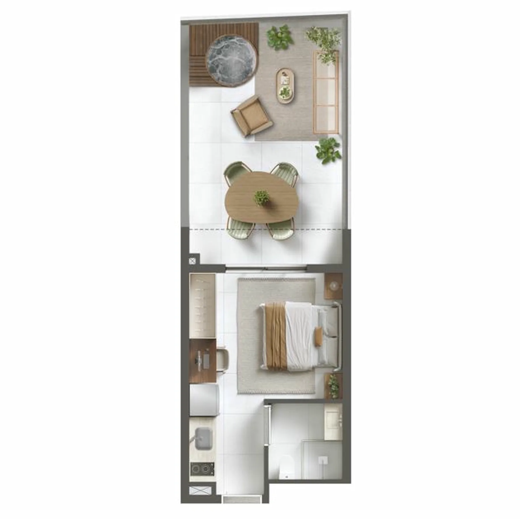 Planta do JNCQUOI em Paraíso — 1 dormitório – 39 m² Studio
