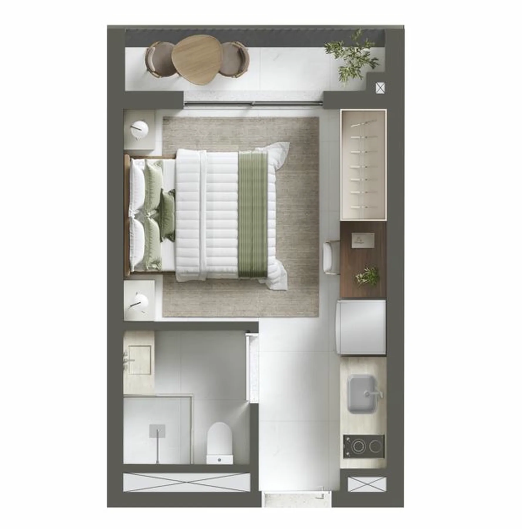 Planta do JNCQUOI em Paraíso — 1 dormitório – 22 m² Studio