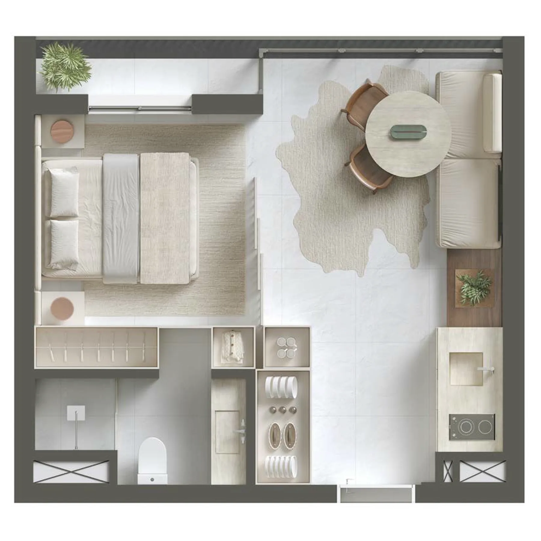 Planta do JNCQUOI em Paraíso — 1 dormitório – 29,89 m² Studio