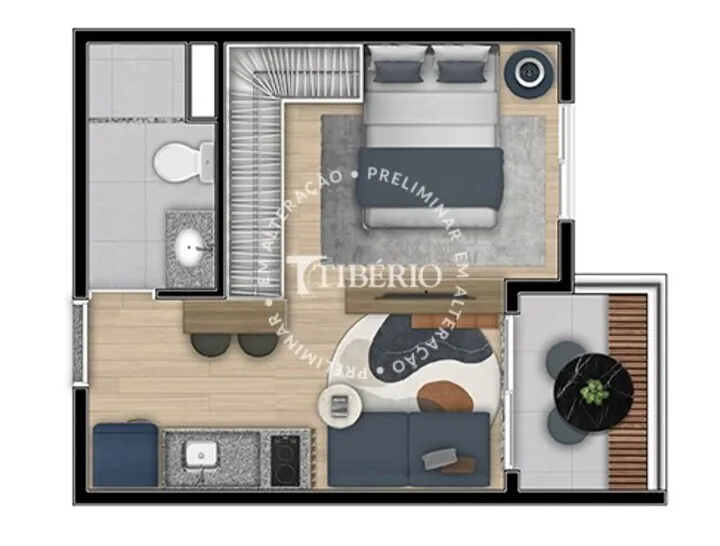 Planta do Jump Tatuapé em Tatuapé — 1 dormitório – 25,78 m² Studio