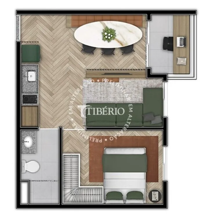Planta do Jump Tatuapé em Tatuapé — 1 dormitório – 35,6 m²