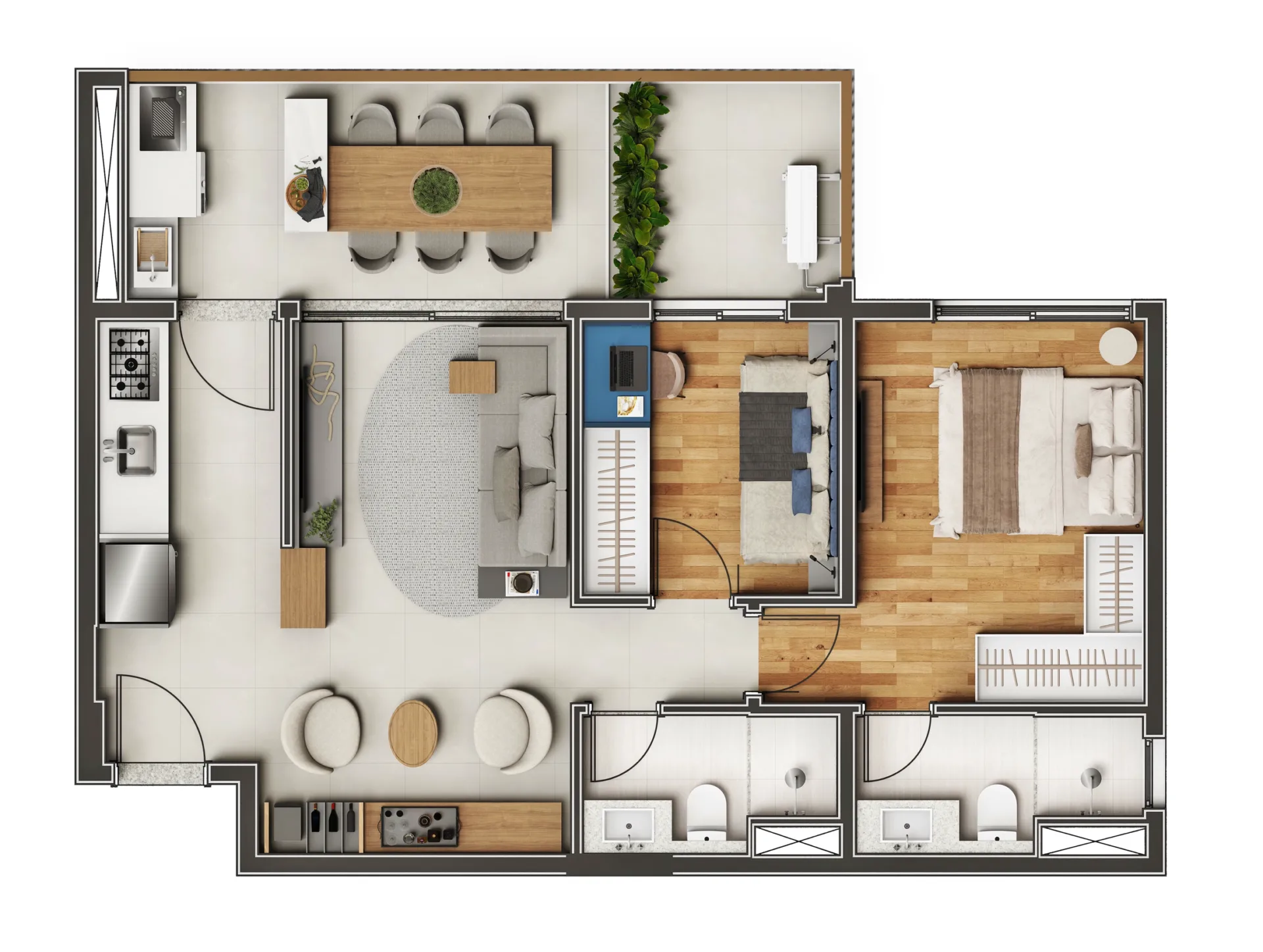 Planta do Kami em Saúde — 2 dormitórios – 67 m²