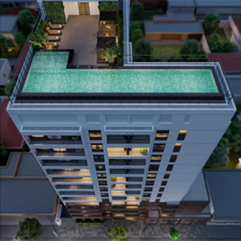 Fachada 2 do Kronos Moema by Kallas Arkhes em Moema, São Paulo